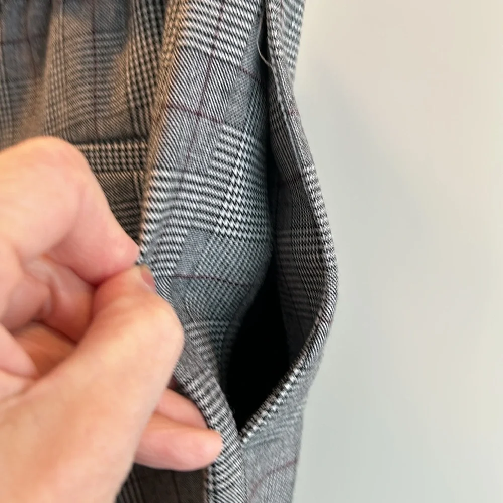 NWOT Zara Gray Plaid cropped pants - Picture 5 of 8
